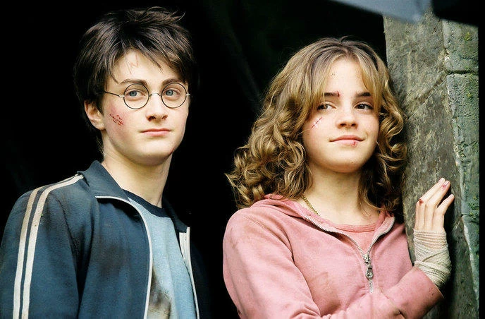 Daniel Radcliffe and Emma Watson as Harry and Hermione